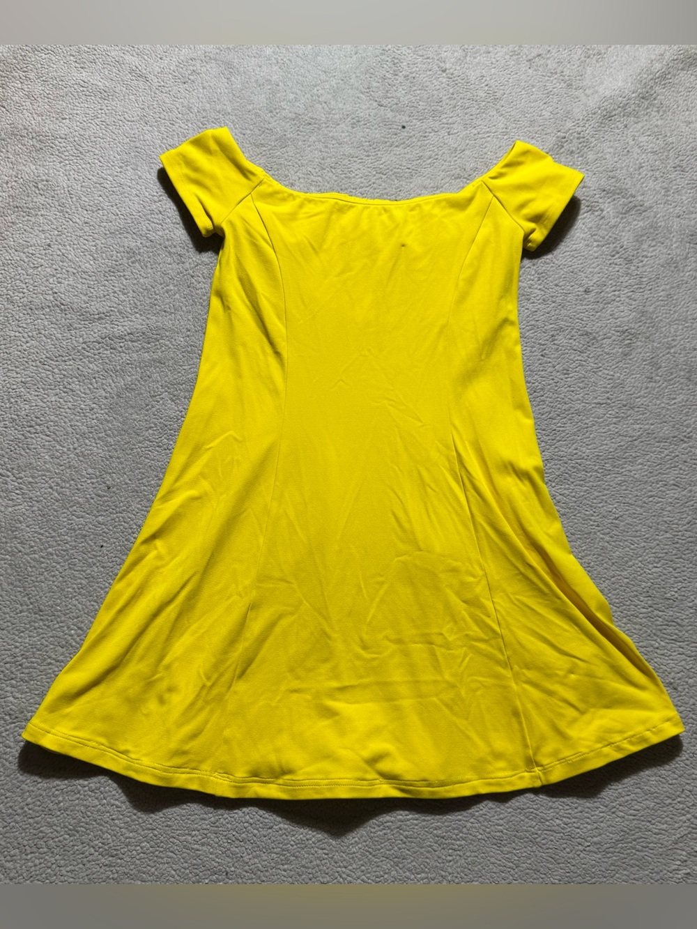Susana Monaco Dress Womens XS Lemon Yellow Off The Shoulder Fit & Flare Mini NeW